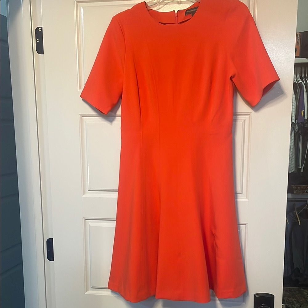 Vibrant Orange A-Line Midi Dress for Work